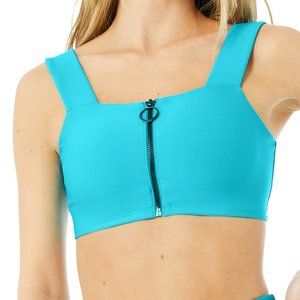 ALO Yoga Turquoise Zip-Front Sports Bra
